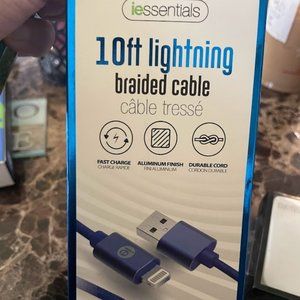 10ft BLUE LIGHTENING BRAIDED FAST CHARGE CABLE (iPhone/iPad/iPod)